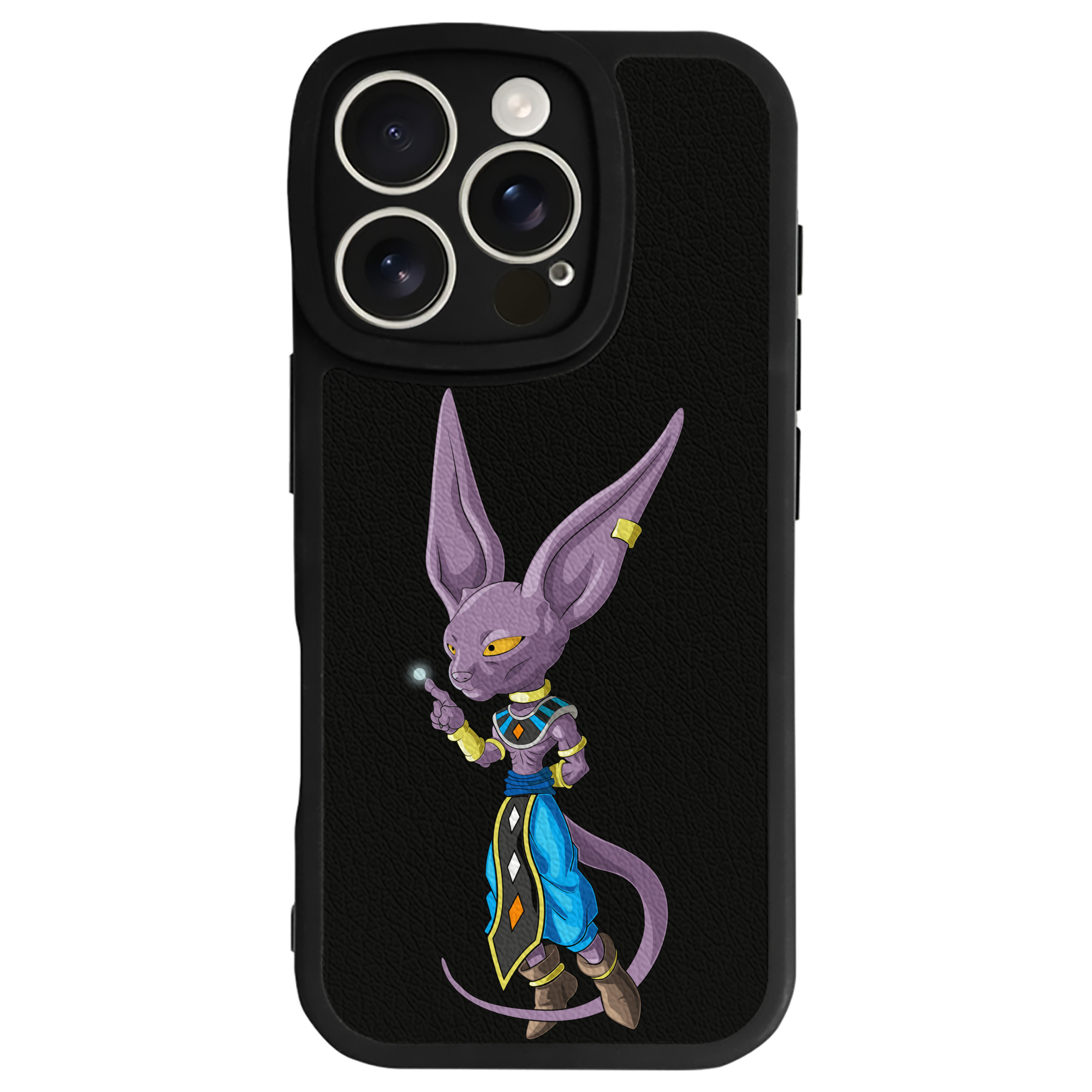 （画像用） ドラゴンボール ビルス 破壊神ビルス DRAGON BALL Beerus Birusu 【iPhone 16シリーズ対応】シリコンスマホケース（レザー調） 材質：シリコン